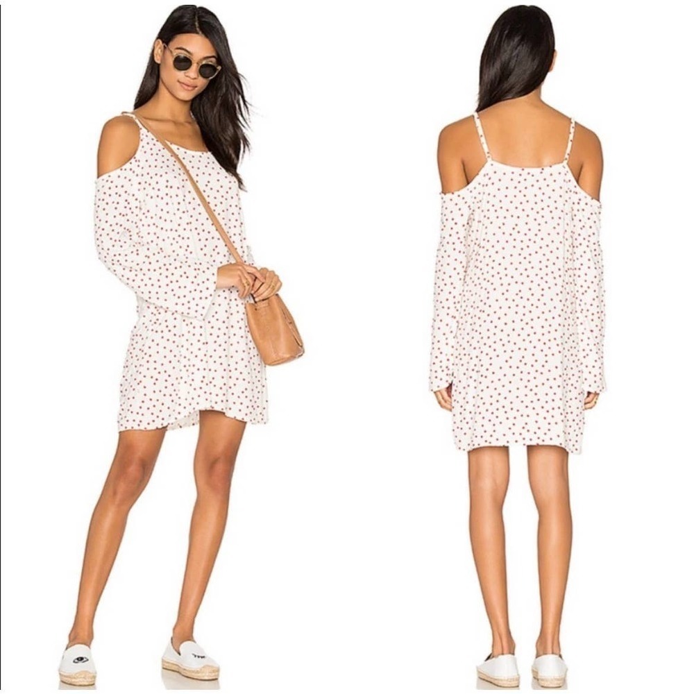 Michael Lauren Cream Mini Cold-Shoulder Polka Dot Dress